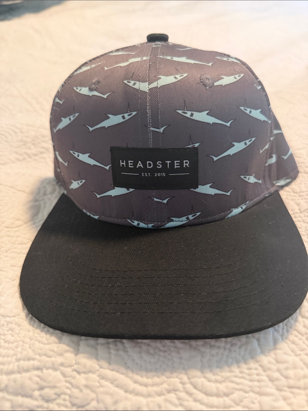 Boys Headster shark print hat